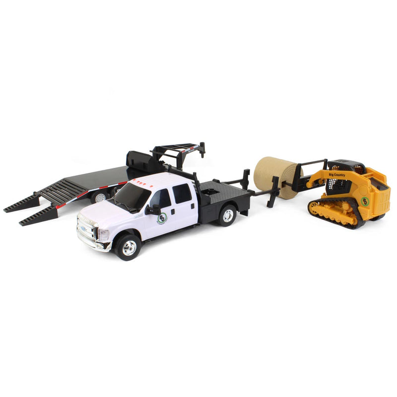1/20 Ford F-350 Flatbed Dually Truck with Gooseneck Trailer and Skid Steer Loader
