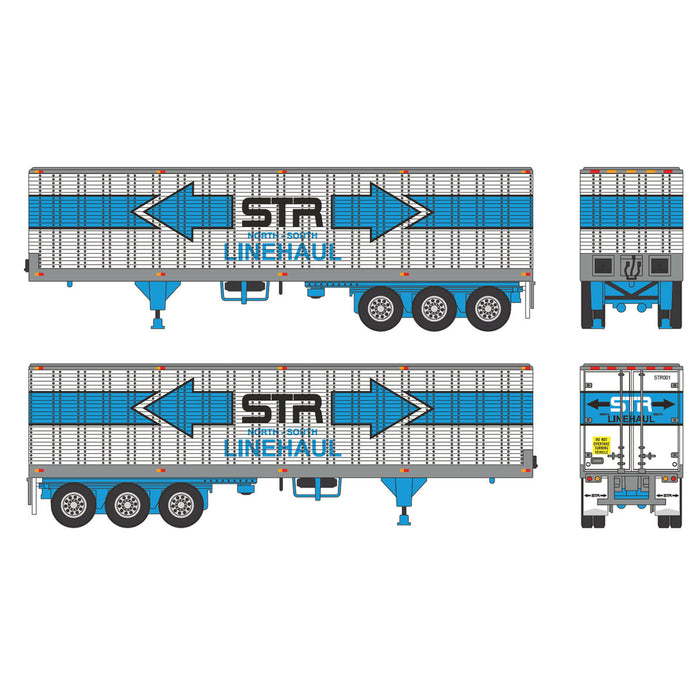 1/64 Blue & White Kenworth W900A w/ 40' Tri-axle Dry Van, STR North-South Linehaul, DCP by First Gear