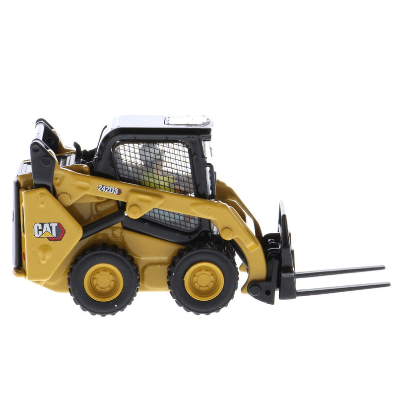 1/50 CAT 242D3 Skid Steer Loader w/ Bucket, Fork & Grapple Bucket