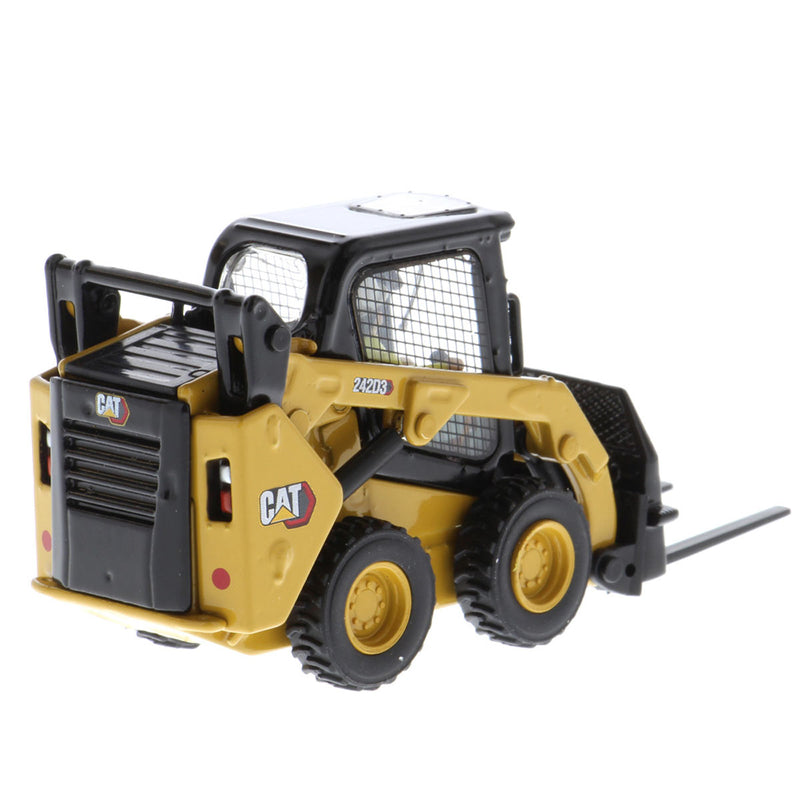 1/50 CAT 242D3 Skid Steer Loader w/ Bucket, Fork & Grapple Bucket