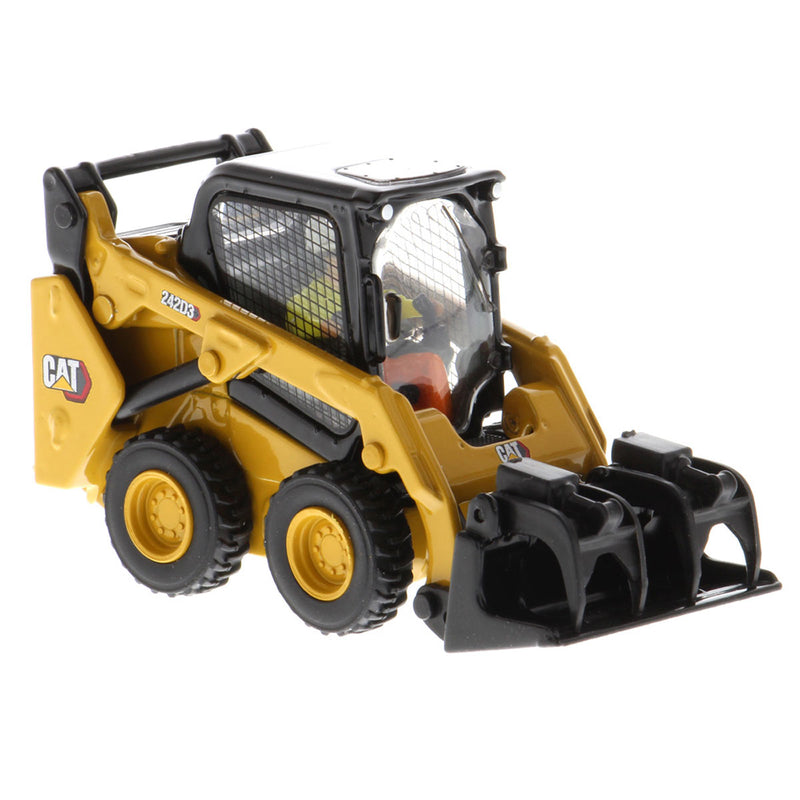 1/50 CAT 242D3 Skid Steer Loader w/ Bucket, Fork & Grapple Bucket