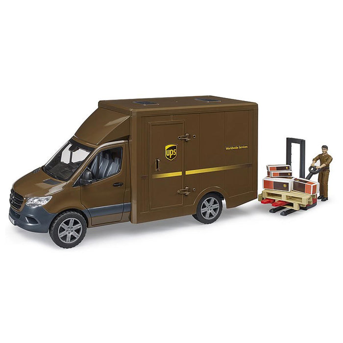 1/16 Mercedes-Benz Sprinter UPS Truck with Manually Operated Pallet Jack by Bruder