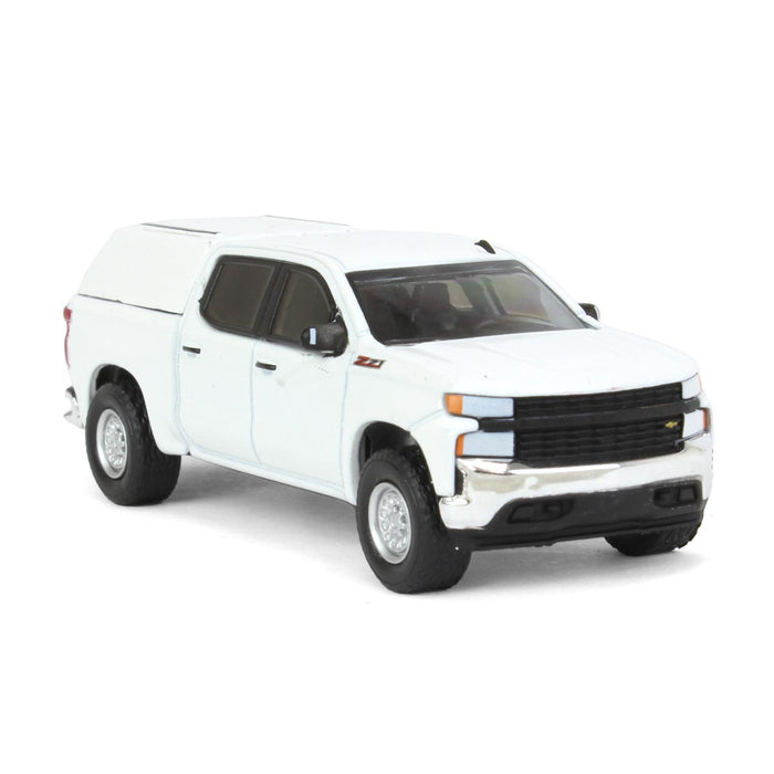 1/64 2022 Chevrolet Silverado WT with Camper Shell, Summit White, Blue Collar Series 11