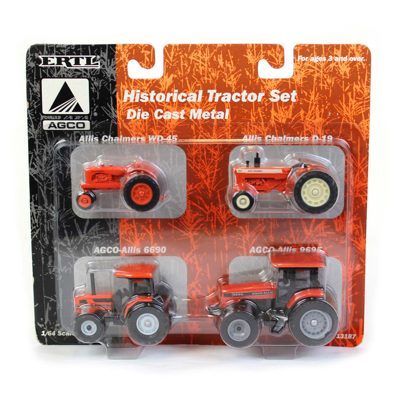 1/64 AGCO & Allis Chalmers Historical 4 Piece Tractor Set by ERTL, WD-45, D-19, AGCO-Allis 6690 & 9695