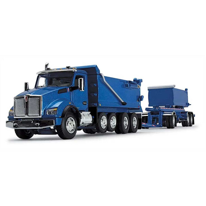 1/64 Surf Blue Kenworth T880 Rogue Dump w/ Rogue Transfer Dump Trailer, DCP by First Gear