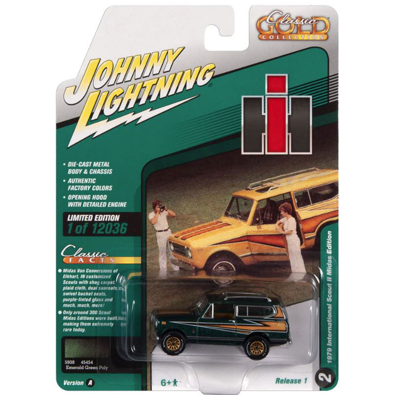 1/64 1979 International Scout by Johnny Lightning, Emerald Green, Midas Edition