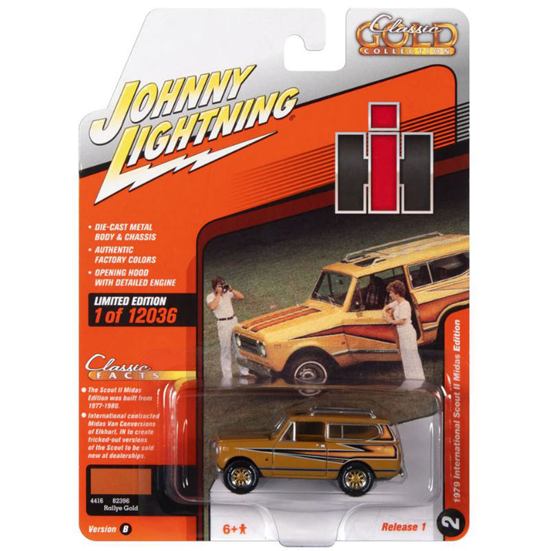 1/64 1979 International Scout by Johnny Lightning, Rallye Gold, Midas Edition