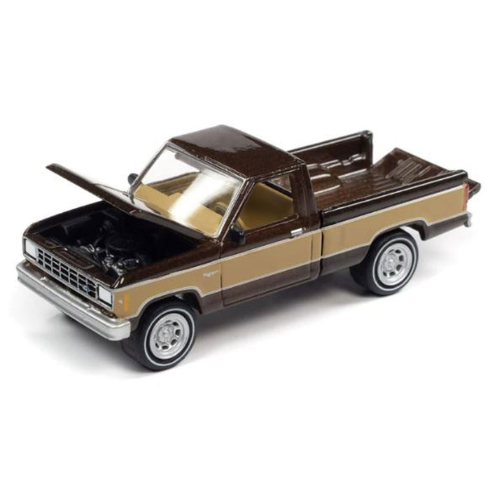 1/64 1984 Ford Ranger Walnut Metallic and Tan, Johnny Lightning Classic Gold 2022 Rel. 1