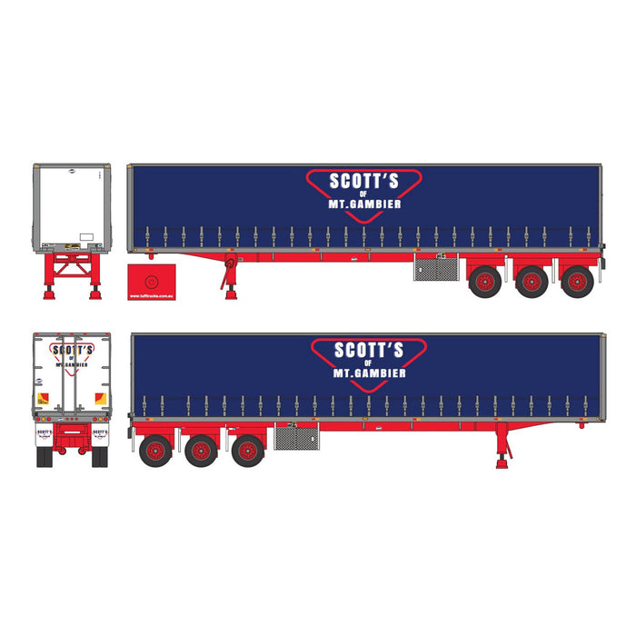 1/64 Kenworth K100 COE Flattop w/ Tri-axle Trailer, Scott's of Mt. Gambier, DCP by First Gear