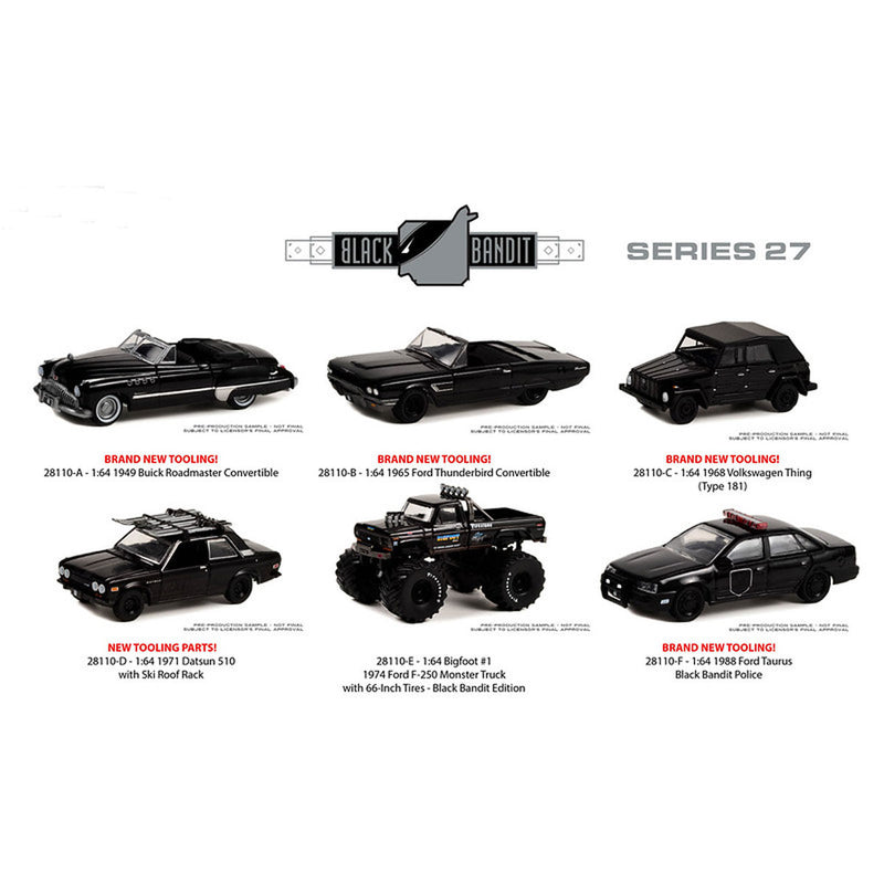 1/64 Black Bandit Series 27, 6 Vehicle Set by Greenlight Collectibles