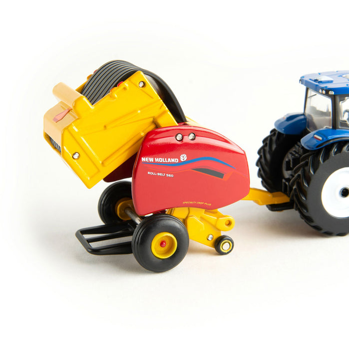 (B&D) 1/64 Special Edition New Holland Dairy Barn Set with T6.164 Tractor and Roll-Belt 560 Baler - Damaged Box