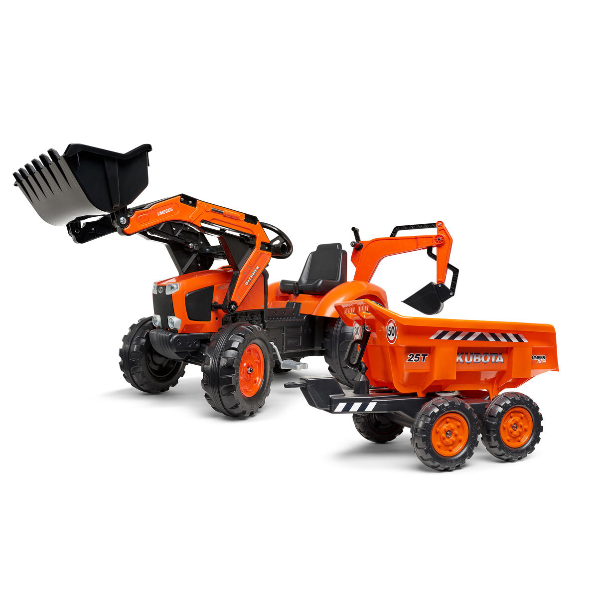 Kubota M135GX Pedal Backhoe w/ Front Loader, Rear Excavator