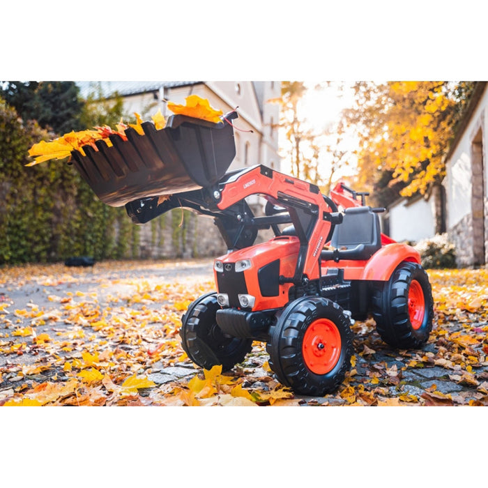 Kubota M135GX Pedal Backhoe w/ Front Loader, Rear Excavator & Trailer