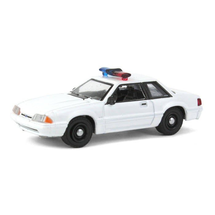 1/64 1987-93 Ford Mustang SSP, Blank White with Light Bar, Hot Pursuit