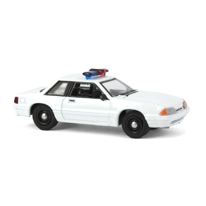 1/64 1987-93 Ford Mustang SSP, Blank White with Light Bar, Hot Pursuit