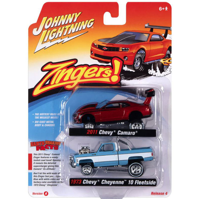 1/64 Zingers Chevrolet Twin Pack with 1973 Cheyenne & 2011 Camaro by Johnny Lightning