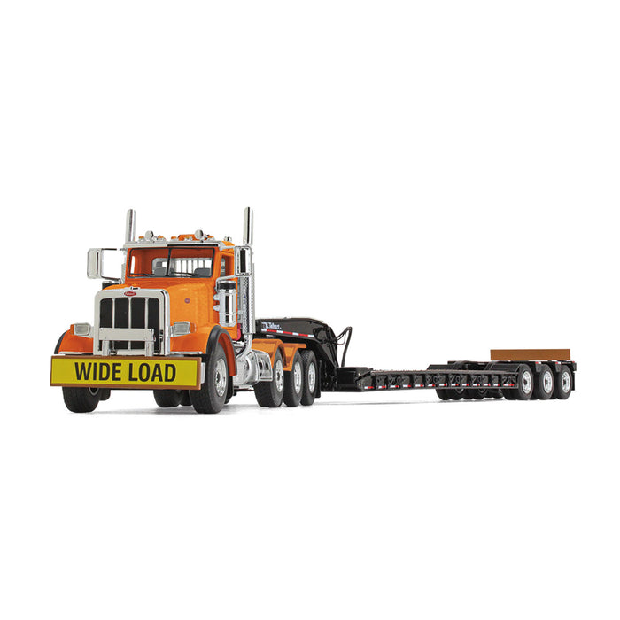 1/50 Bright Orange Peterbilt 367 Day Cab w/ Talbert 55SA Lowboy by First Gear