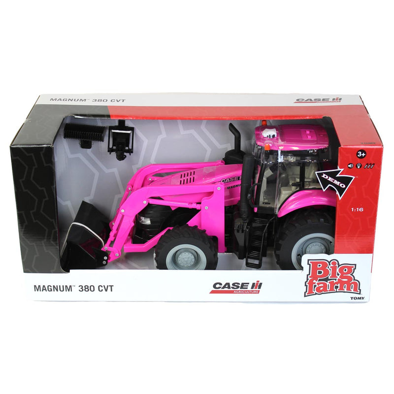 (B&D) 1/16 Big Farm Case IH Magnum PINK Tractor with Loader and Lights & Sounds - Damaged Box