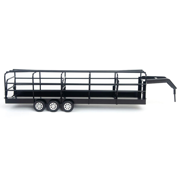 1/16 Little Buster Toys Black Gooseneck Long Trailer with Split Gates