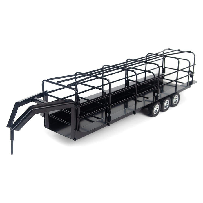 1/16 Little Buster Toys Black Gooseneck Long Trailer with Split Gates