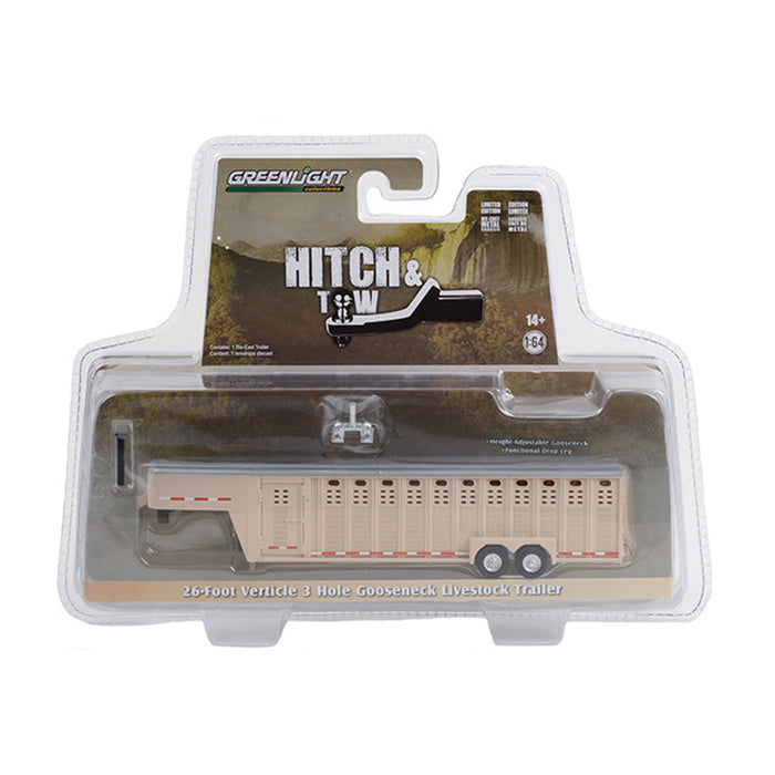 1/64 26ft Vertical Three Hole Gooseneck Trailer, Beige, Hitch & Tow Trailers