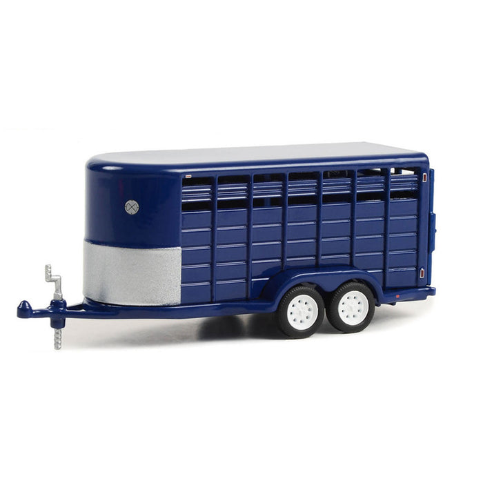 1/64 14ft Bumper Hitch Livestock Trailer, Dark Blue, Hitch & Tow Trailers