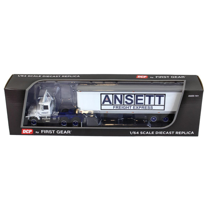 1/64 White & Blue Ford LN9000 with 40' Tri-Axle Van Trailer, Ansett, DCP by First Gear