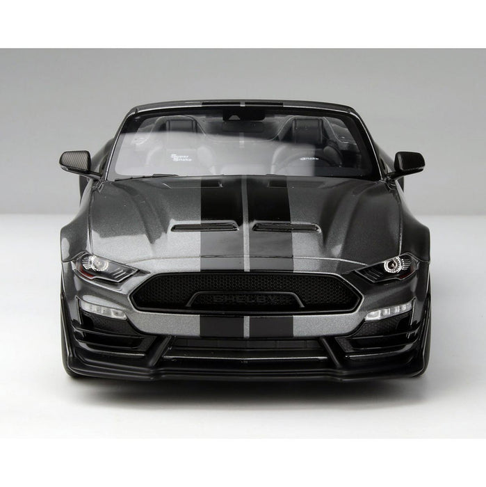 (B&D) 1/18 2021 Shelby Super Snake Speedster Convertible, Gray with Black Stripes, Acme Diecast - Damaged Item