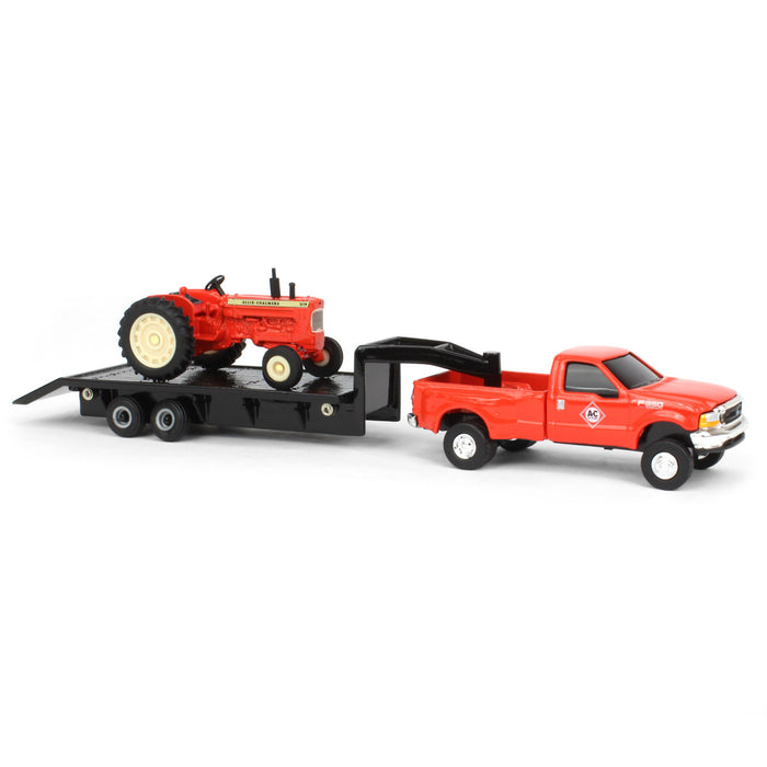 1/64 Allis Chalmers Die-cast Set w/ D19 Tractor, Ford F-350 & 5th Wheel Trailer