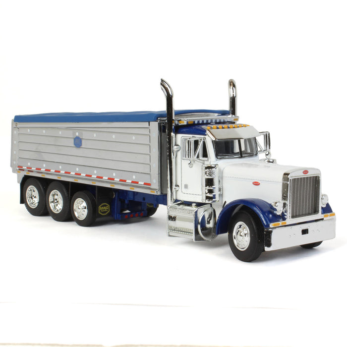 1/64 White/Blue Peterbilt 379 w/ Tri-axle Chrome MAC Dump Body, DCP by First Gear