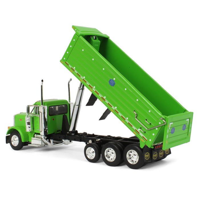 1/64 Lime Green Peterbilt 379 w/ Tri-axle MAC Dump Body, DCP by First Gear