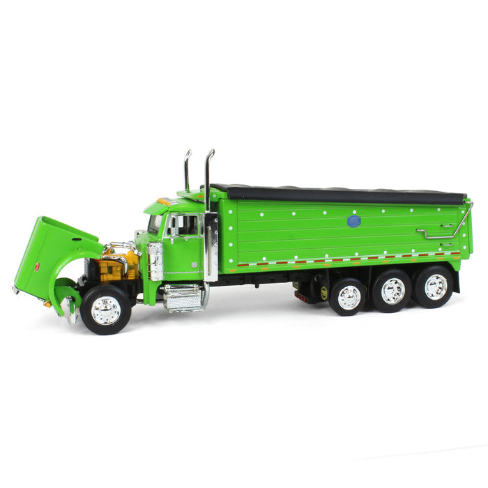 1/64 Lime Green Peterbilt 379 w/ Tri-axle MAC Dump Body, DCP by First Gear