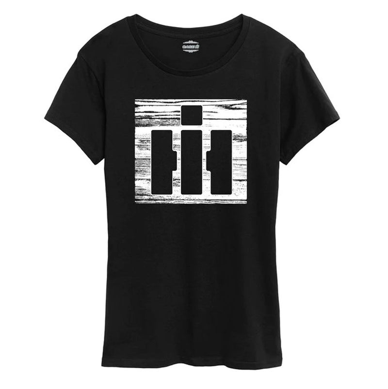 Ladies IH Barnwood Logo Black Short Sleeve T-Shirt