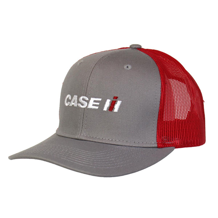 Case IH Gray Twill Cap with Red Mesh Back