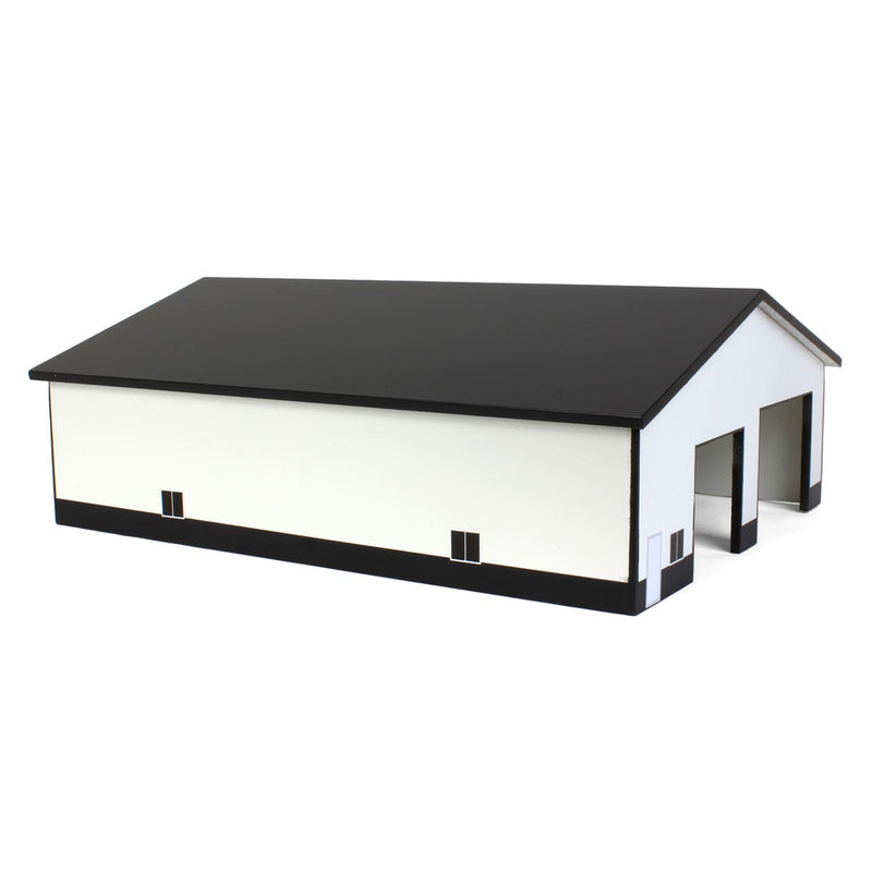 1/64 White & Black 2 Door 60ft x 80ft Wooden Tractor or Truck Shop