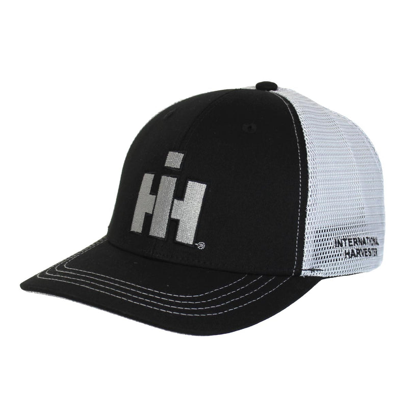 IH Black Twill Trucker Cap with Gray Mesh Back
