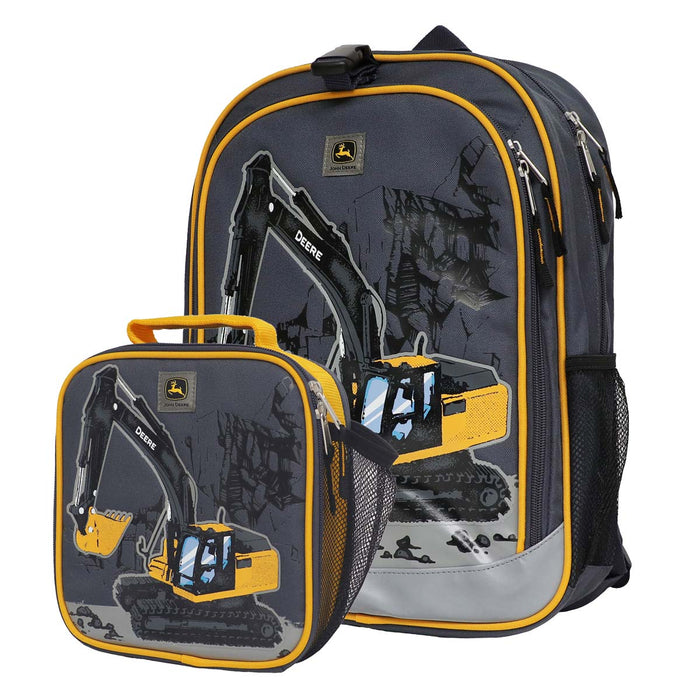 Kids Ombre Blue John Deere Excavator Backpack & Lunchbox