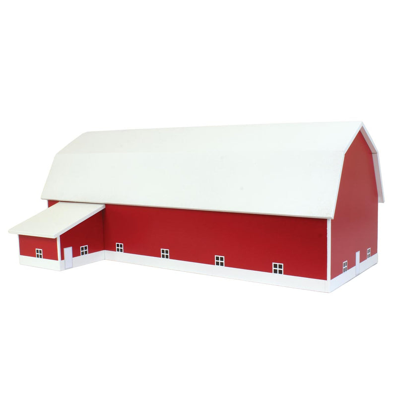 1/64 Red & White 60ft x 120ft Wooden Dairy Barn with Milk House