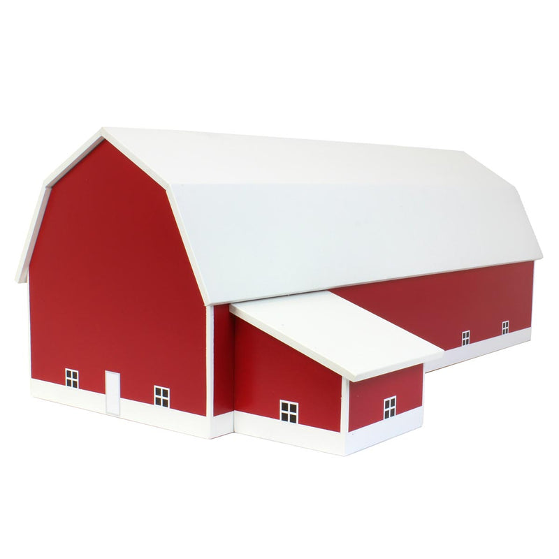 1/64 Red & White 60ft x 120ft Wooden Dairy Barn with Milk House