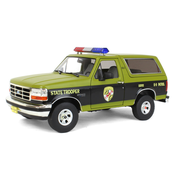 1/18 1996 Ford Bronco XLT Maryland State Police State Trooper, Artisan Collection