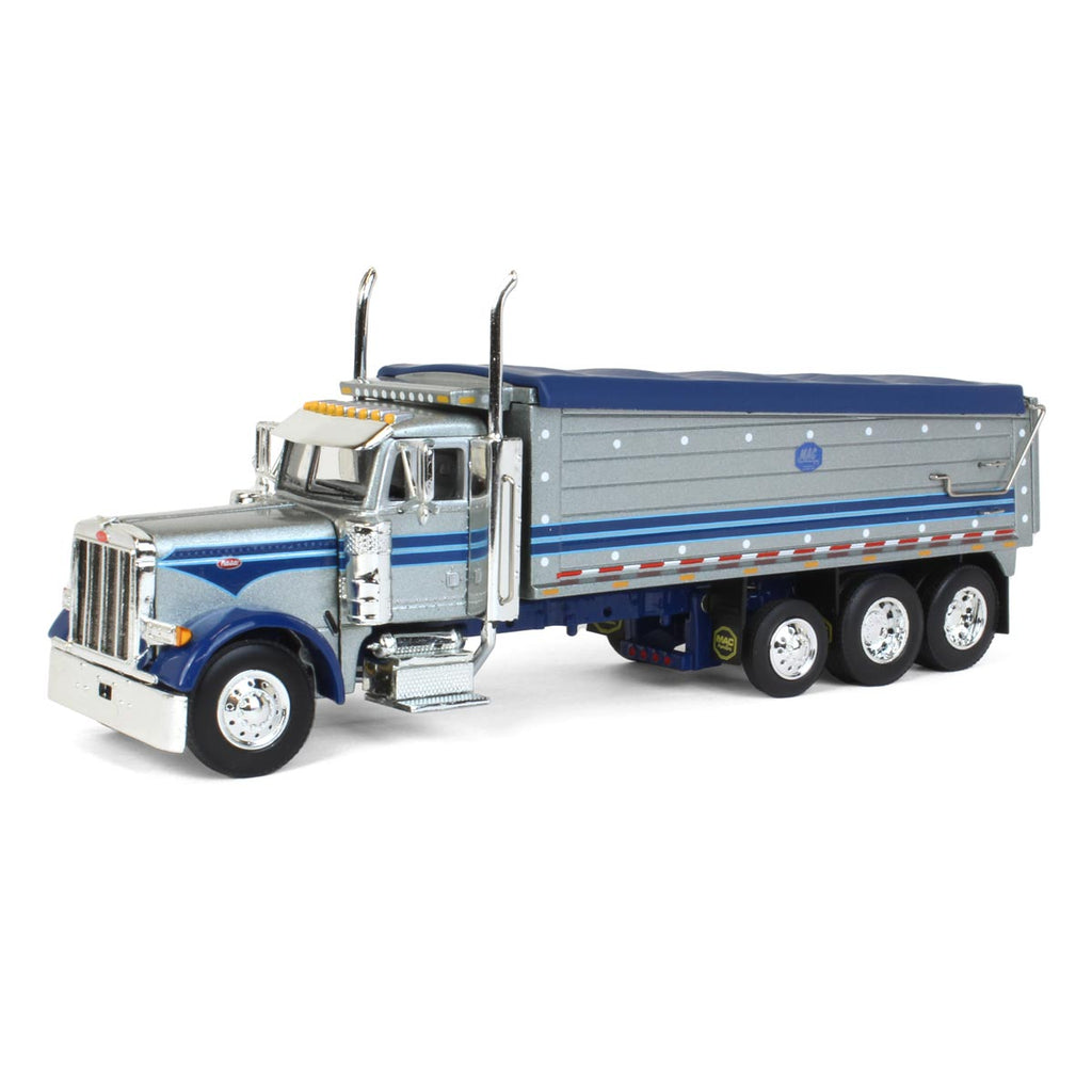ピータービルト 379 ウィズ / 5アクスル　マック・ボディ・ダンプ 60-1342 DCP 1/64 Silver/Blue Peterbilt 379 Semi Truck with Tri