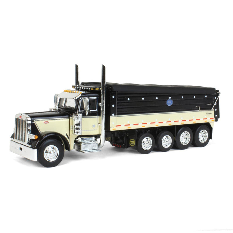 1/64 Black Peterbilt 379 w/ Quad-Axle MAC Dump Body, DCP by First Gear