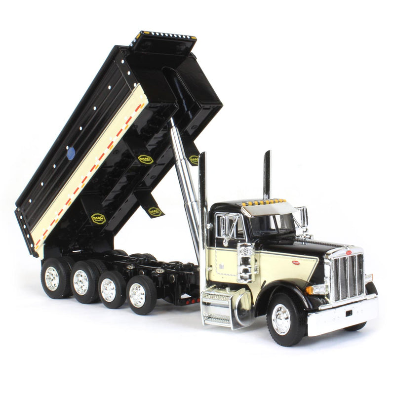1/64 Black Peterbilt 379 w/ Quad-Axle MAC Dump Body, DCP by First Gear