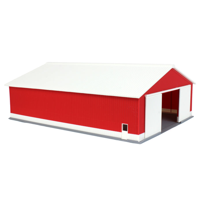 1/64 "The Professional" Red/White 60ft x 80ft Machine & Farm Shed, 3D Printed