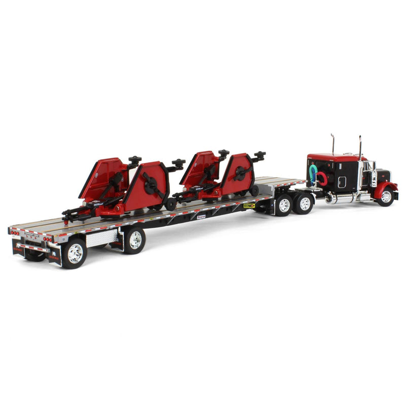 1/64 Bush Hog Peterbilt 379 Semi Truck with Transcraft Deck Trailer & 2 Bush Hog Wing Mowers, Outback Toys Exclusive, DCP by First Gear