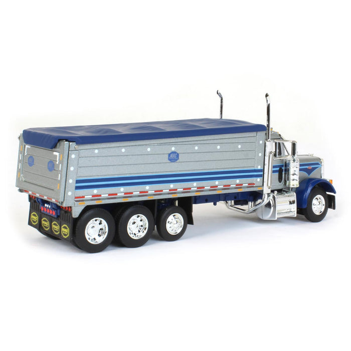 1/64 Silver & Blue Peterbilt 379 w/ Tri-Axle MAC Dump Body, DCP by First Gear