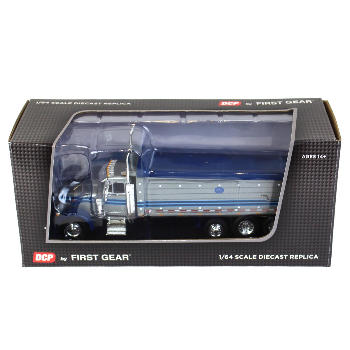 ピータービルト 379 ウィズ / 5アクスル　マック・ボディ・ダンプ 60-1342 DCP 1/64 Silver/Blue Peterbilt 379 Semi Truck with Tri
