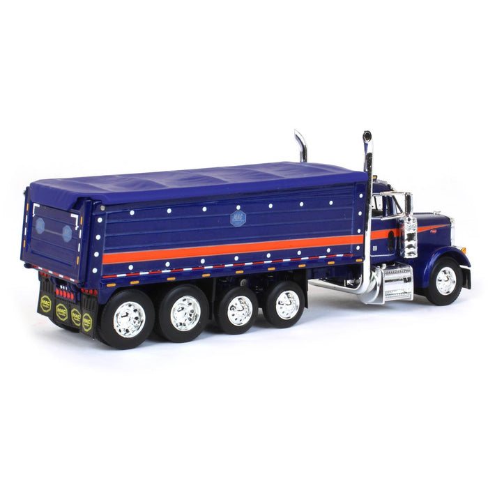 1/64 Blue & Orange Peterbilt 379 w/ Quad-Axle MAC Dump Body, DCP by First Gear