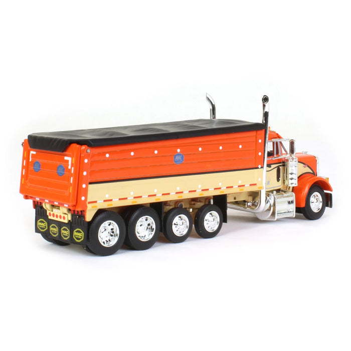 1/64 Orange, Black & Tan Peterbilt 379 w/ Quad-Axle MAC Dump Body, DCP by First Gear