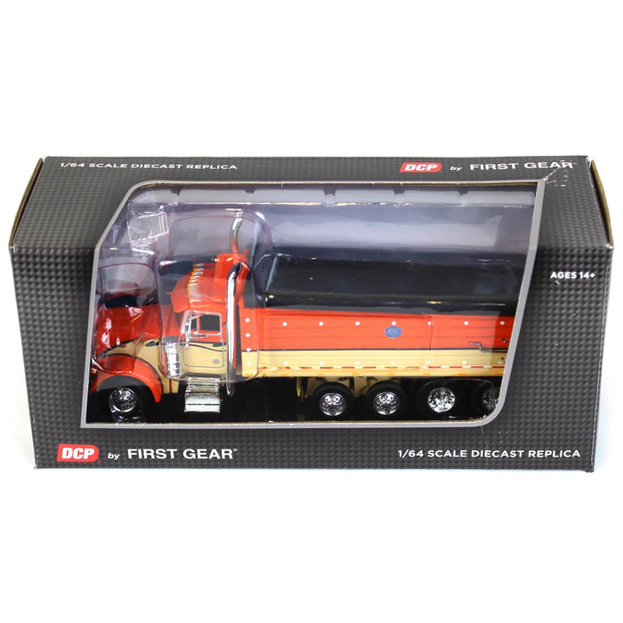 1/64 Orange, Black & Tan Peterbilt 379 w/ Quad-Axle MAC Dump Body, DCP by First Gear